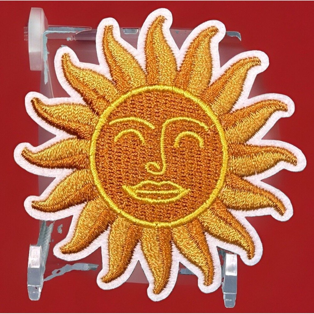 Prem. GOLDEN SUN Yellow Gold - Embroidered Iron-On Patch Hippie Peace Celestial